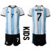 Maillot de foot Argentine Rodrigo de Paul #7 Domicile vêtements enfant Monde 2022 Manches Courtes (+ pantalon court)